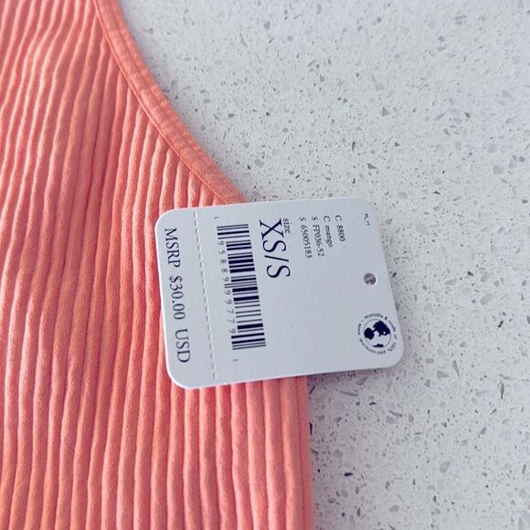 Free People Mmkay Seamless Tank Mango Ribbed High Neck Crisscross M/L * - Picture 12 of 13